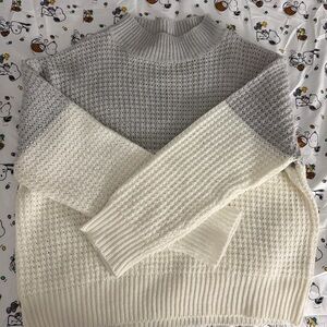 Ardene Two-Tone Gray and Cream Turtleneck Sweater